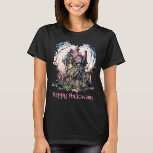 Camiseta Feliz Halloween Casa Embrujada Negra Halloween