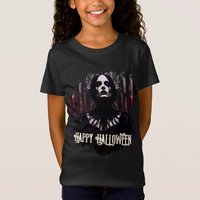 Camiseta Feliz Halloween - Celebración Gótica Oscura (Anverso)