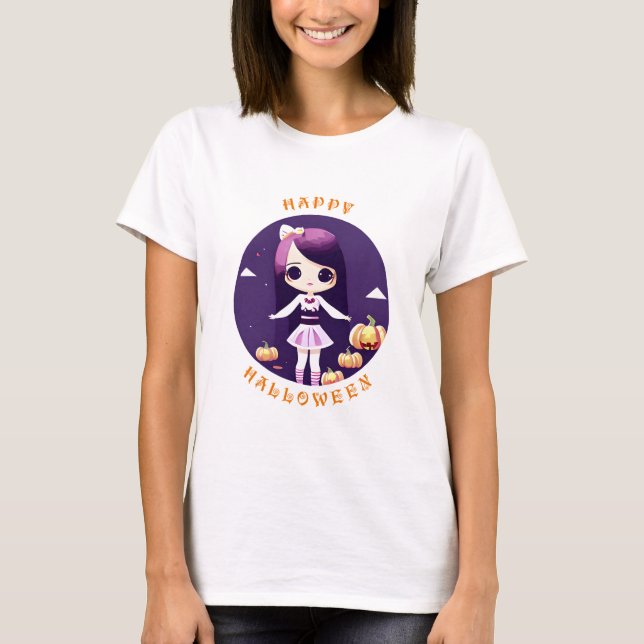 Camiseta Feliz Halloween Chica Kawaii (Anverso)