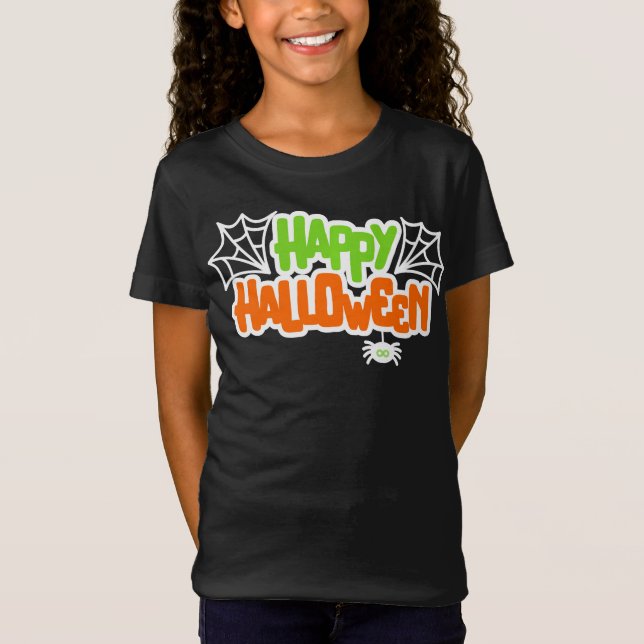 Camiseta Feliz Halloween Colorful Cute Spider Web (Anverso)