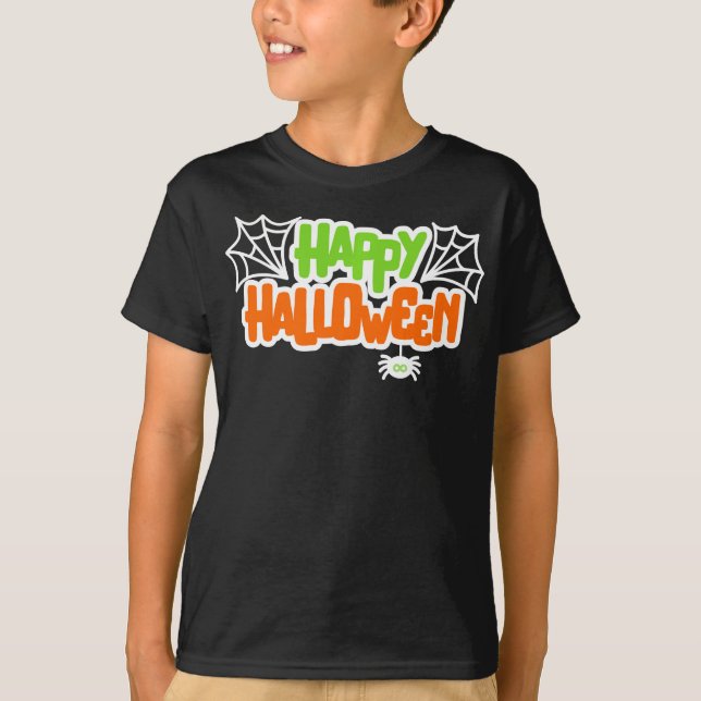 Camiseta Feliz Halloween Colorful Cute Spider Web (Anverso)