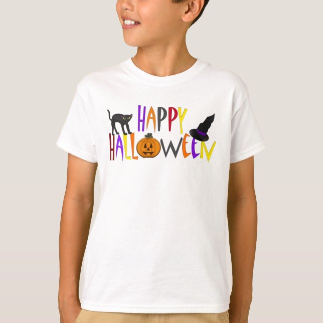 Camiseta Feliz Halloween colorido (Anverso)
