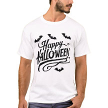 Camiseta "Feliz Halloween" con bates voladores