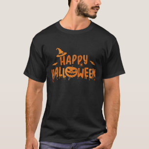 Camiseta Feliz Halloween con cara de calabaza espantosa y b