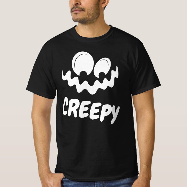 Camiseta Feliz Halloween con cara divertida y espeluznante (Anverso)