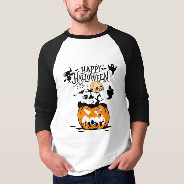 Camiseta feliz Halloween con la bruja (Anverso)