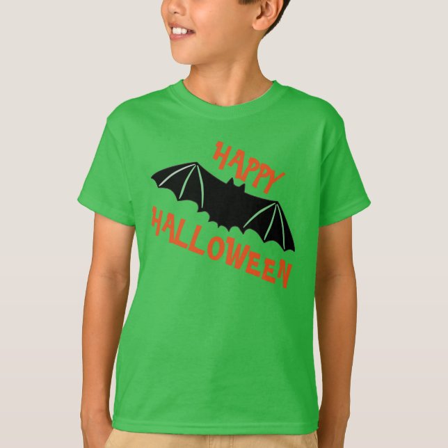Camiseta Feliz Halloween con murciélago (Anverso)