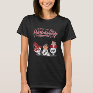 Camiseta Feliz Halloween con tres pequeños osos panda