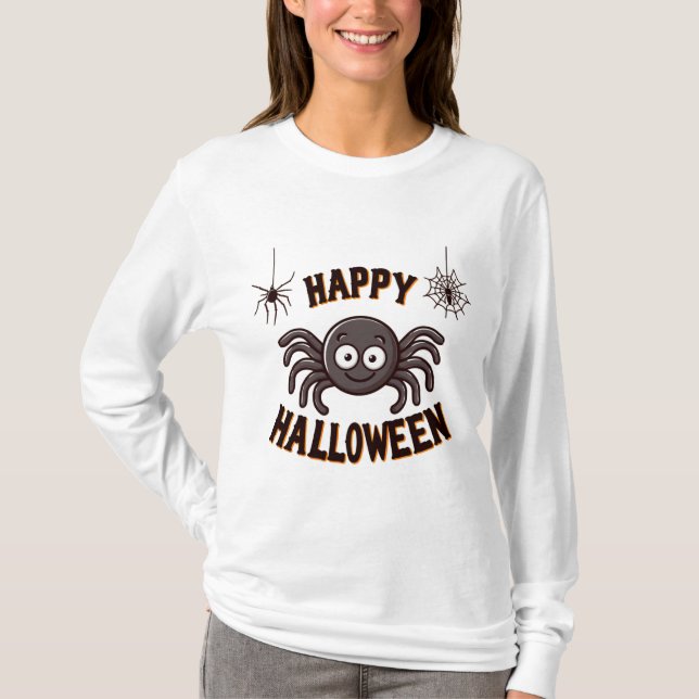 Camiseta Feliz Halloween con una crujiente crueldad (Anverso)