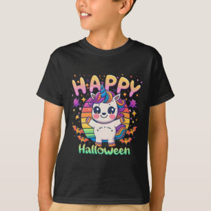 Camiseta Feliz Halloween con unicornio Kawaii