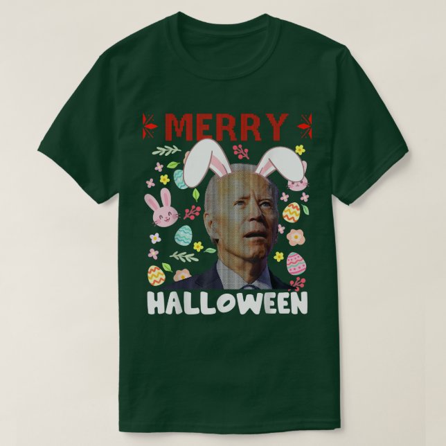Camiseta Feliz Halloween confuso Joe Biden Bunny Easter da (Diseño del anverso)