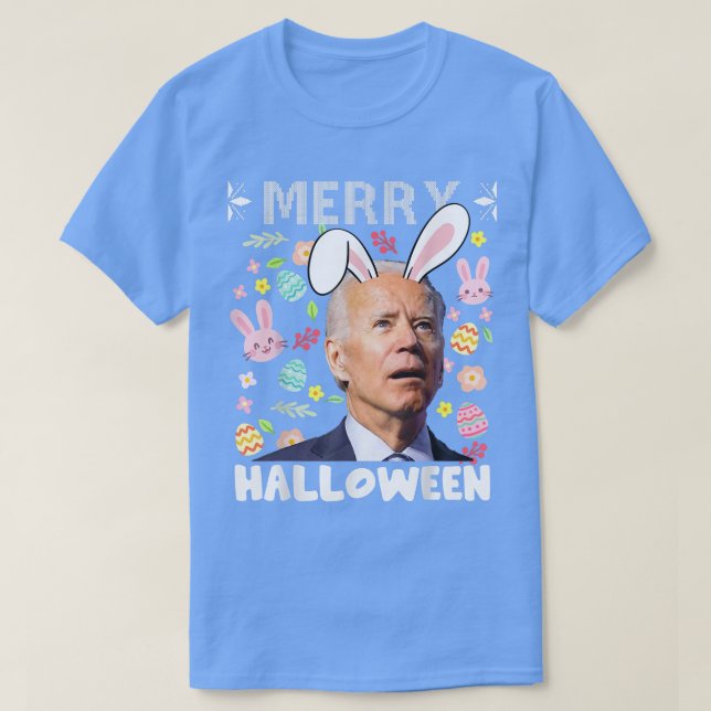 Camiseta Feliz Halloween confuso Joe Biden Bunny Easter Da (Diseño del anverso)