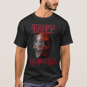 Camiseta Feliz Halloween Cráneo de la Muerte Rojo Negro