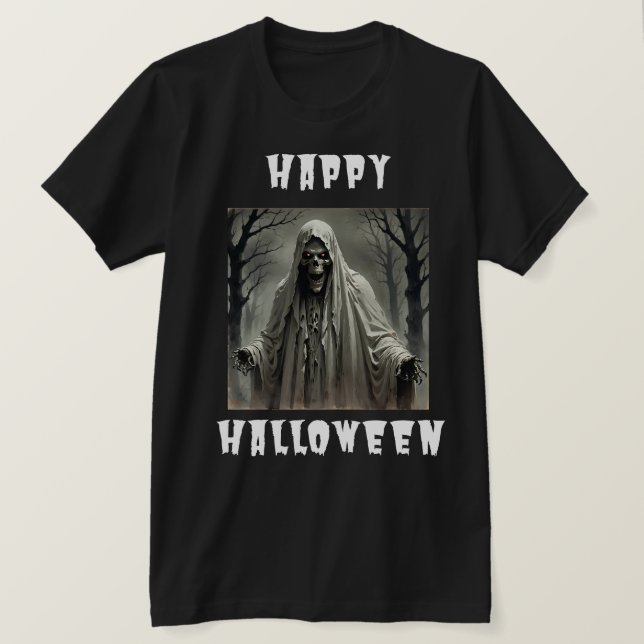Camiseta Feliz Halloween Creepy Skeleton Man (Anverso del diseño)