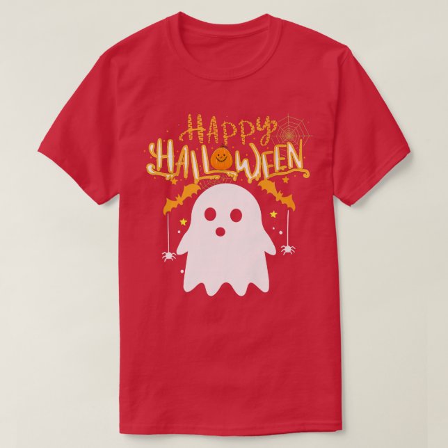 Camiseta Feliz Halloween Cute Boo disstume espeluznante tem (Diseño del anverso)