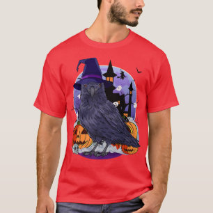 Camiseta Feliz Halloween Cute Crow Bird Funny Witch Pumpkin