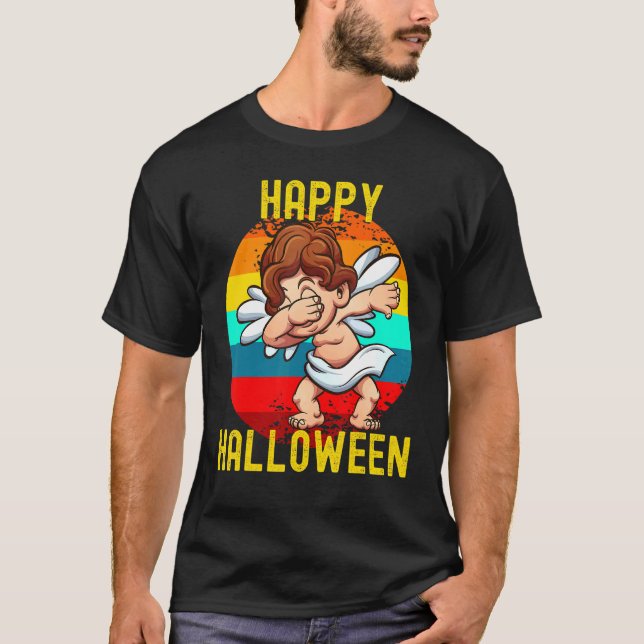 Camiseta Feliz Halloween Cute Dabbing Angel Cherub Para Niñ (Anverso)