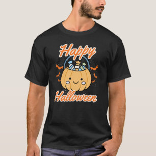 Camiseta Feliz Halloween Cute Pumpkin Candy Basket Espeluzn