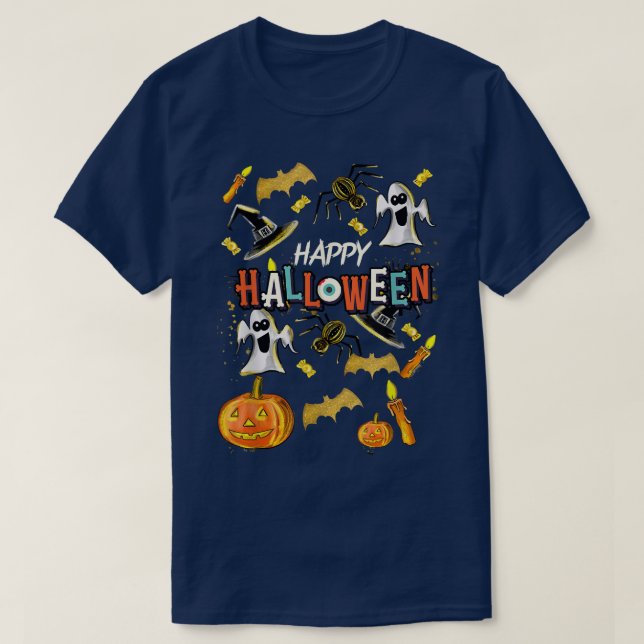 Camiseta Feliz Halloween Da Miedo Spooky Estilo Retro Chica (Diseño del anverso)
