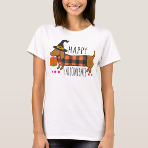 Camiseta Feliz Halloween Dachshund Buffalo Tocado