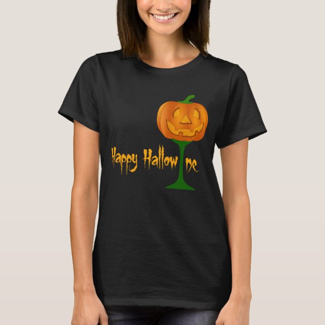 Camiseta Feliz Halloween de Vino de Calabaza de Hallowine (Anverso)