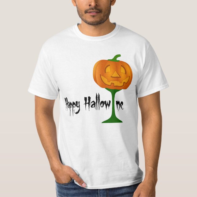 Camiseta Feliz Halloween de Vino de Calabaza de Hallowine (Anverso)