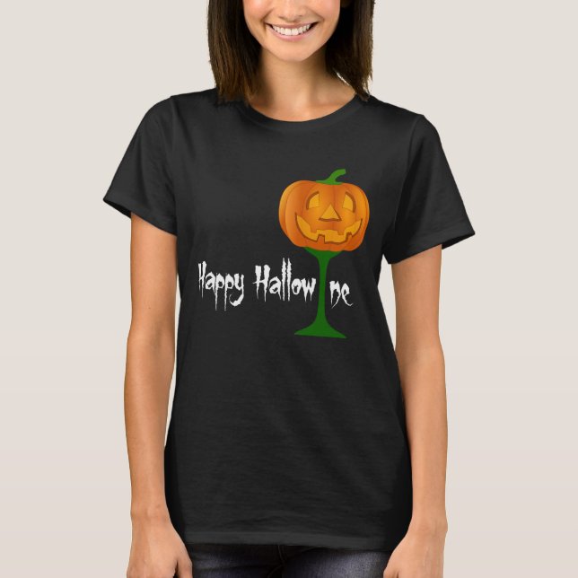 Camiseta Feliz Halloween de Vino de Calabaza de Hallowine (Anverso)