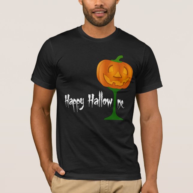 Camiseta Feliz Halloween de Vino de Calabaza de Hallowine (Anverso)