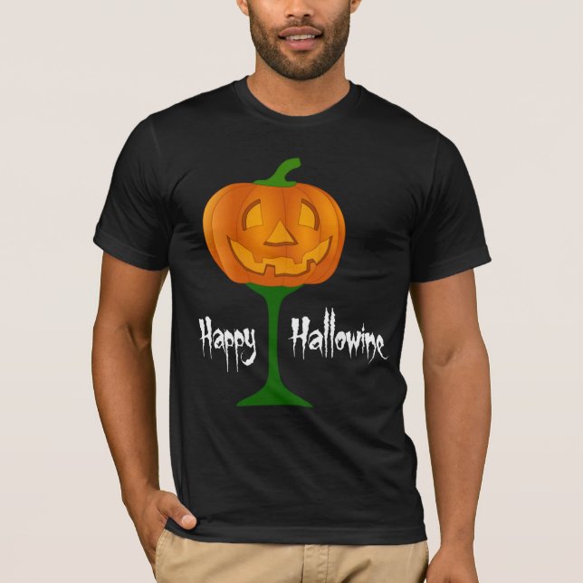 Camiseta Feliz Halloween de Vino de Calabaza de Hallowine (Anverso)