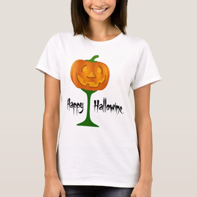 Camiseta Feliz Halloween de Vino de Calabaza de Hallowine (Anverso)