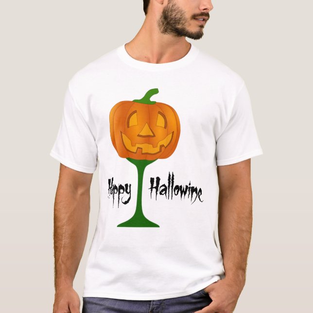 Camiseta Feliz Halloween de Vino de Calabaza de Hallowine (Anverso)