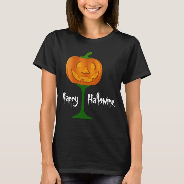 Camiseta Feliz Halloween de Vino de Calabaza de Hallowine (Anverso)