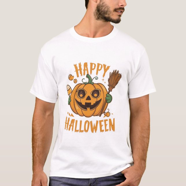 Camiseta Feliz Halloween desde el parche de la calabaza (Anverso)