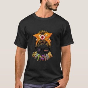 Camiseta Feliz Halloween desordenada calabaza óptica para m