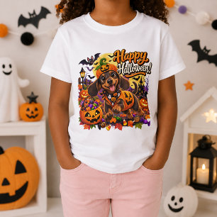 Camiseta Feliz Halloween Disfraz de Calabaza para Dachshund