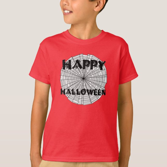 Camiseta Feliz Halloween en Spider Web Kids Tee (Anverso)