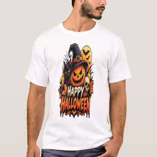 Camiseta Feliz Halloween Espeluznante Calabaza Fantasmas y