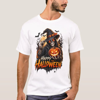 Camiseta Feliz Halloween Esqueleto Calabaza Regalo para Hom
