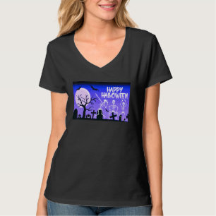 Camiseta Feliz Halloween Esqueletos Bailando En Tumba Ilumi