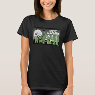Camiseta Feliz Halloween Esqueletos Bailando En Tumba Ilumi