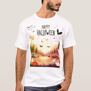 Camiseta Feliz Halloween fantasmagórico fantasma y calabaza