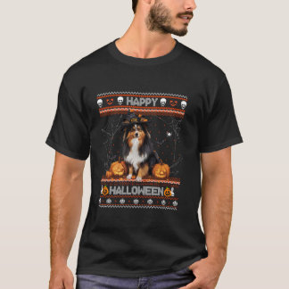 Camiseta Feliz Halloween Feo Shetland Sheepdog Howad o ween