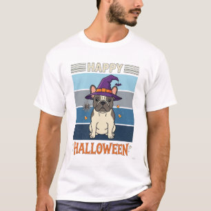 Camiseta Feliz Halloween French Bulldog Bruja Telaraña Ca