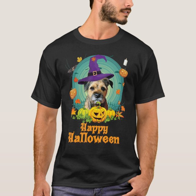 Camiseta Feliz Halloween Frontera Terrible Calabaza de perr (Anverso)