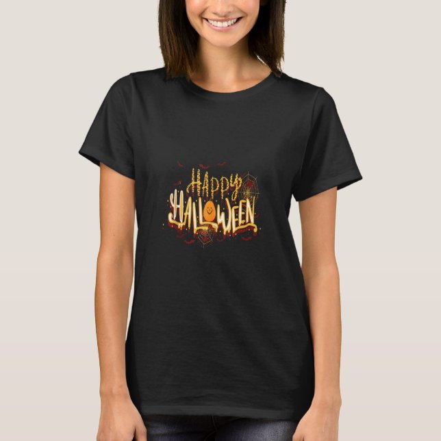 Camiseta Feliz Halloween Funny Pumpkin Spider (Anverso)