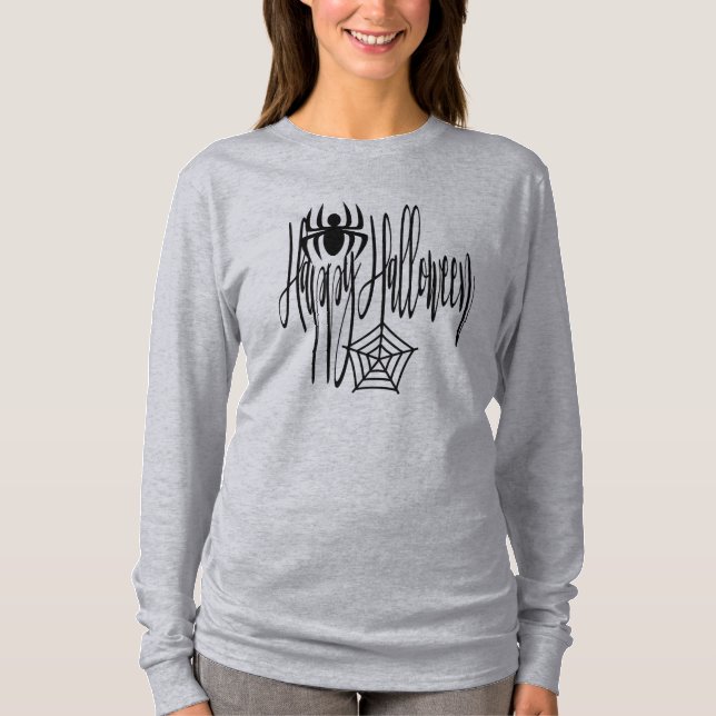 Camiseta Feliz Halloween Funny Scary Spider Cobweb (Anverso)
