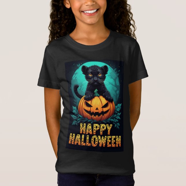 Camiseta Feliz Halloween Gatito Pantera Negra (Anverso)