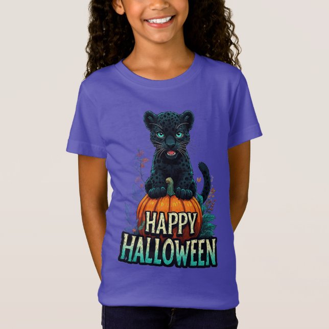Camiseta Feliz Halloween Gatito Pantera Negra (Anverso)