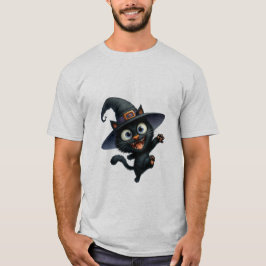 Camiseta Feliz Halloween Gato Bruja Negra Ola  ✨🐾🎃