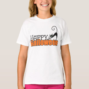Camiseta Feliz Halloween Gato Negro Personalizado